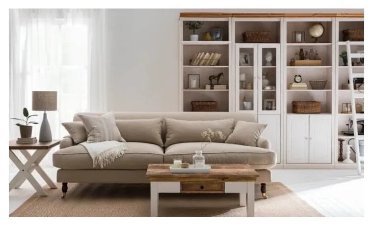 Biały regał z litego drewna sosnowego 370x223 cm Anita – Støraa