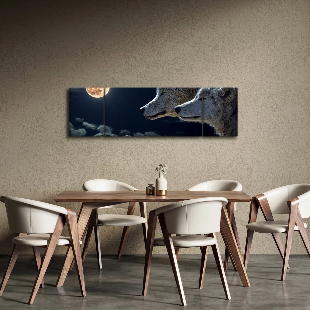 Obraz wilków wyjących do księżyca (170x50 cm)