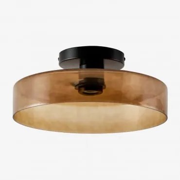 Szklana Lampa Sufitowa Do Łazienki Jaxal Wędzony Brąz & Ø35 Cm - Sklum