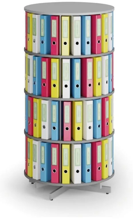 Regał obrotowy na segregatory, 4 półki, szary