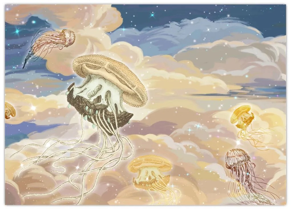 Obraz na szkle - Niebiańskie Meduzy (70x50 cm)