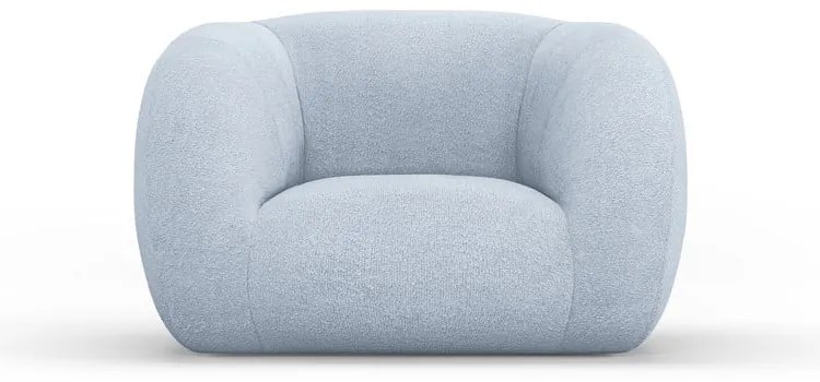 Jasnoniebieski fotel z materiału bouclé Essen – Cosmopolitan Design