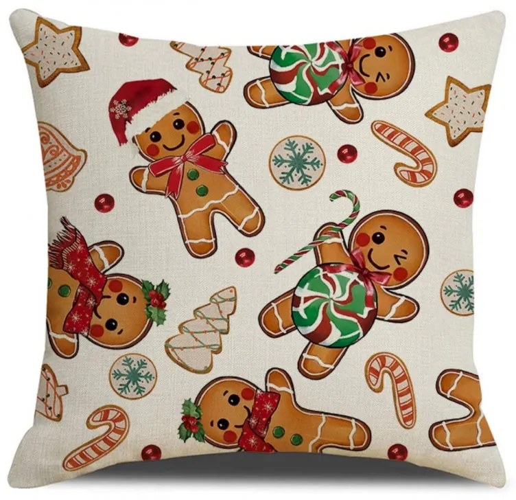 Świąteczna poszewka na poduszkę GINGER PARADE 45x45 cm, beżowa