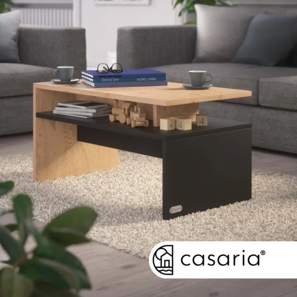 Stolik kawowy SACRAMENTO, 95x55x50cm, brązowy/szary Casaria