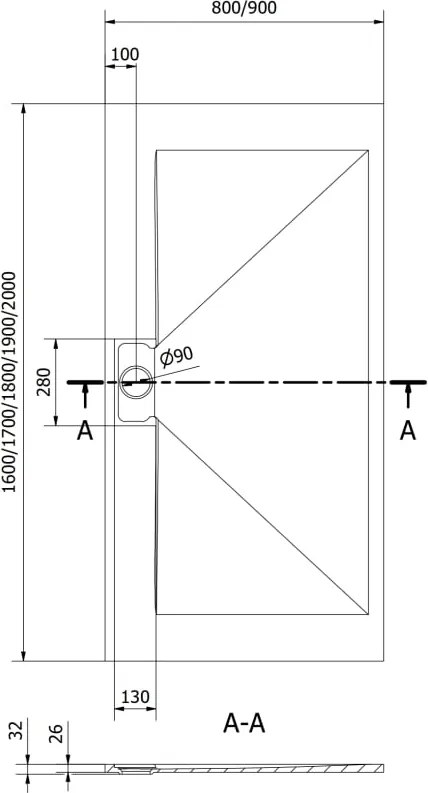 Mexen Egon brodzik prostokątny SMC 200 x 80 cm, biały - 4R108020