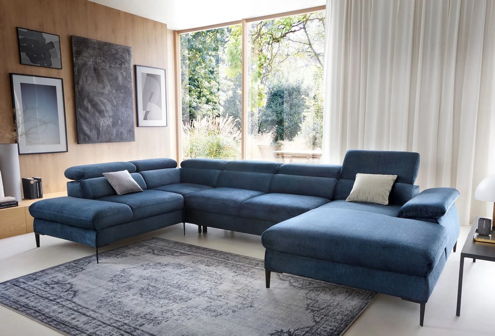 Granatowy narożnik U z funkcją spania K7-T58