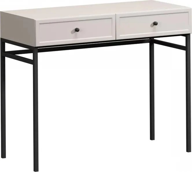 Toaletka Lorini 100 cm z szufladami - kaszmir / czarne uchwyty / stelaż