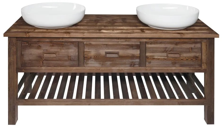 Brązowa szafka bez umywalki z litego drewna świerkowego 160x73 cm Brand – Sapho