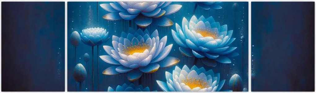Obraz - Lilie wodne pod powierzchnią (170x50 cm)