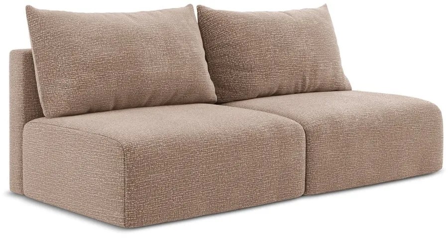 Jasnobrązowa rozkładana/ze schowkiem sofa 216 cm Kalena – Makamii