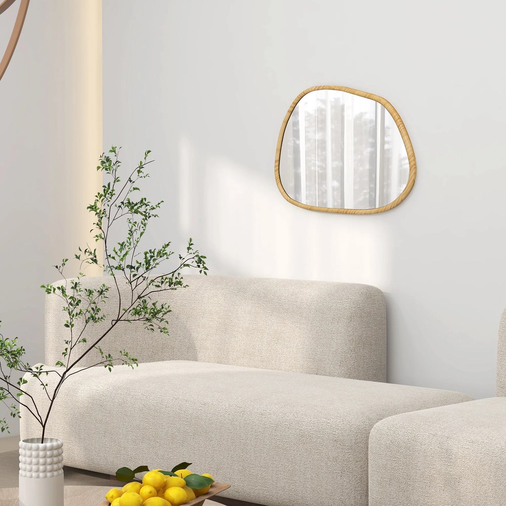 HOMCOM Lustro Ścienne Dekoracyjne, Design Vintage, 80 x 2,1 x 60 cm, Drewno Macierzyste, Naturalne