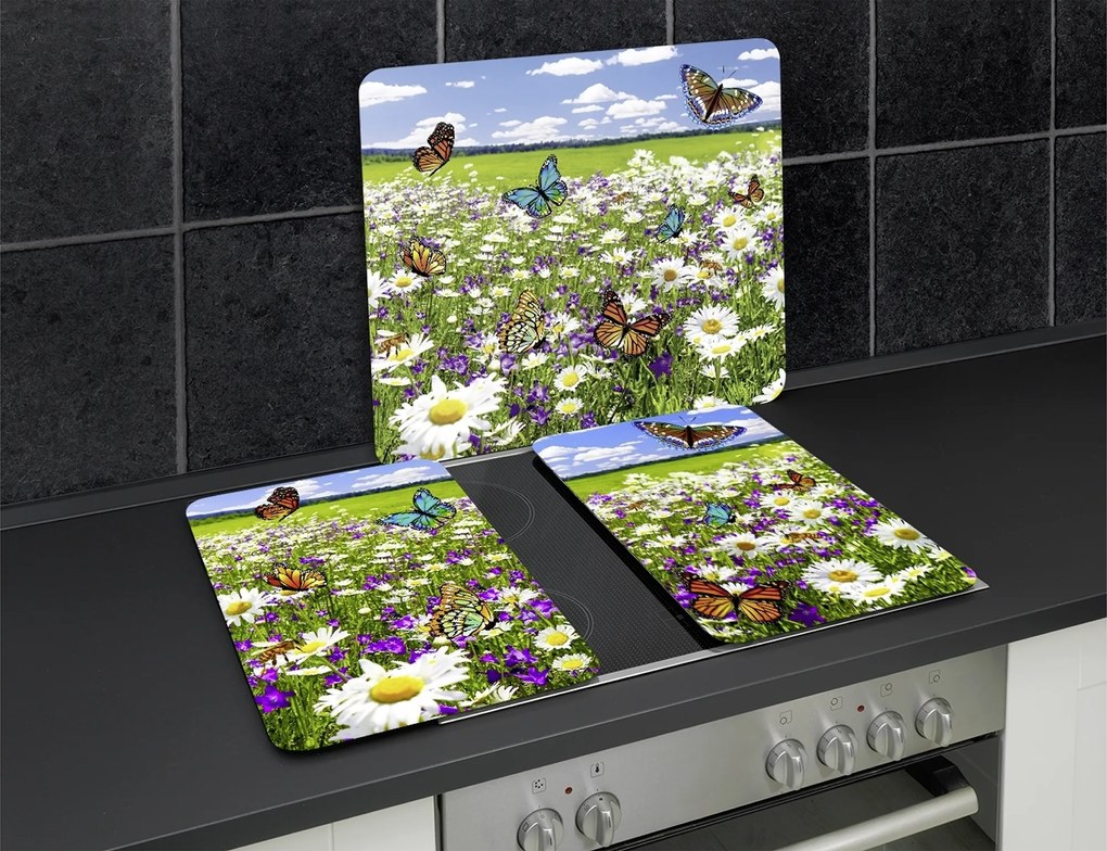 Szklane płyty na kuchenkę, 2 sztuki, Summer Meadow, Maximex