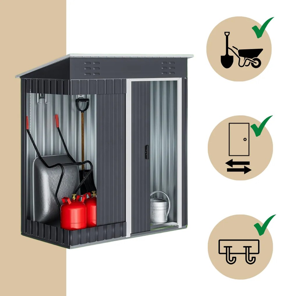 Domek narzędziowy M, 162x86x181 cm, antracytowy Jurhan