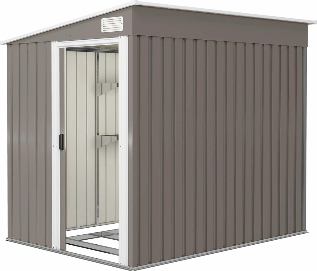 Outsunny Metalowy domek narzędziowy 2,81m² 154x206,5x181 cm szopa narzędziowa z dachem jednospadowym, z fundamentem