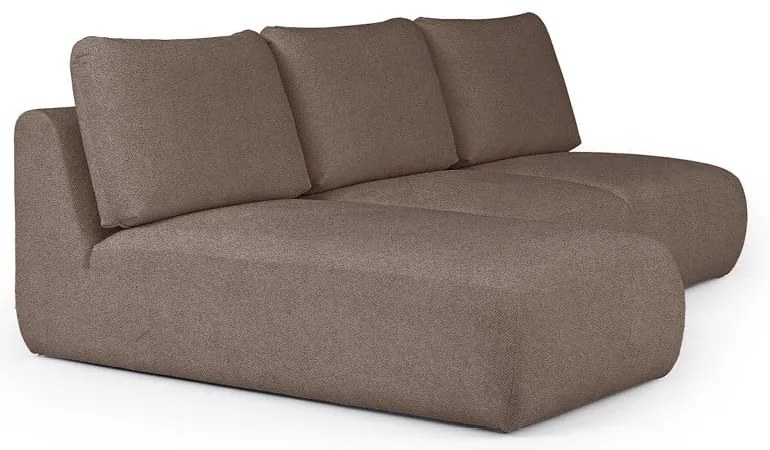 Brązowy narożnik z materiału bouclé (lewostronny/z szezlongiem) Mirel – Rodier