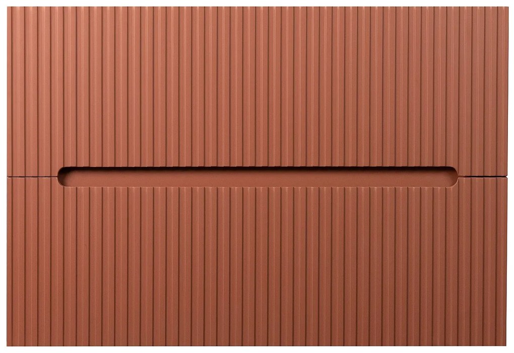 Szafka łazienkowa wisząca   pod umywalkę ryflowana terakota - 80 cm - PAVANI