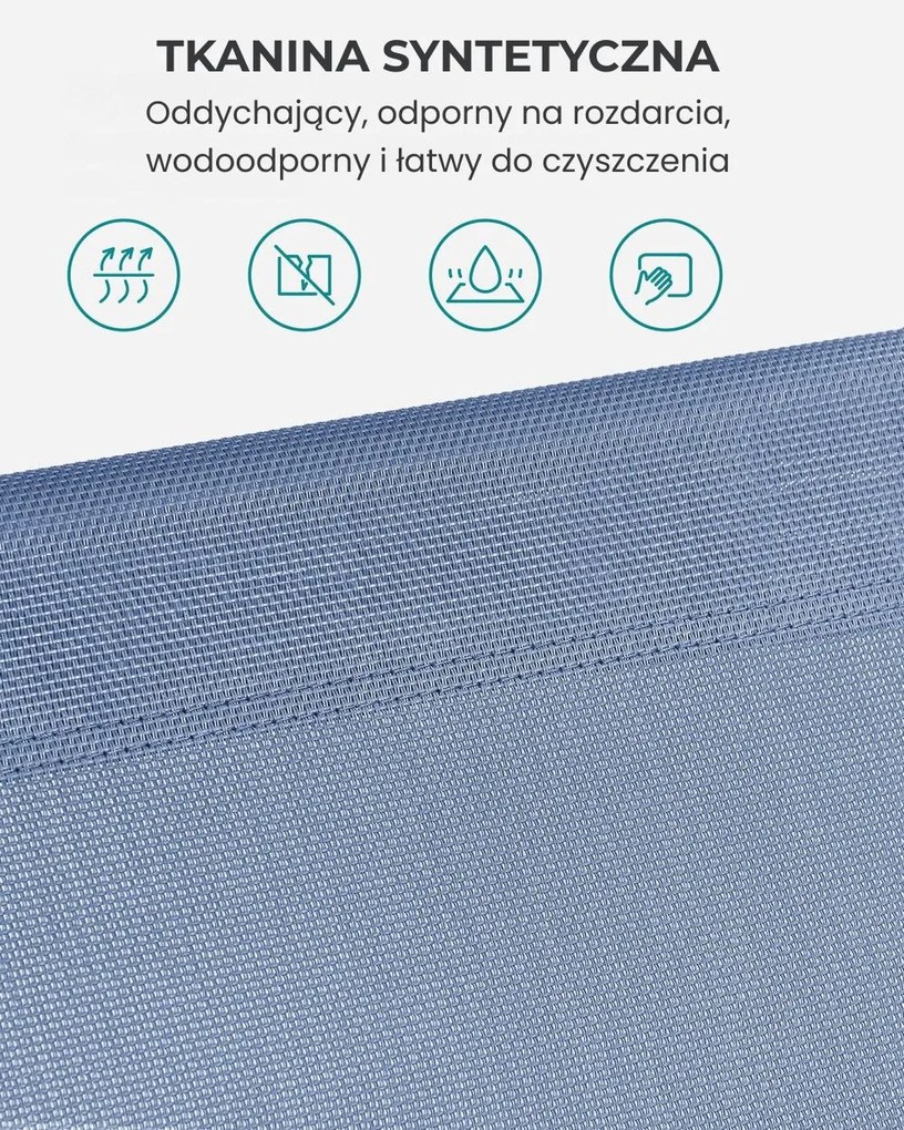 Leżak ogrodowy LAGUNA z regulowanym daszkiem, 193x53x29cm, niebieski SongmicsHome