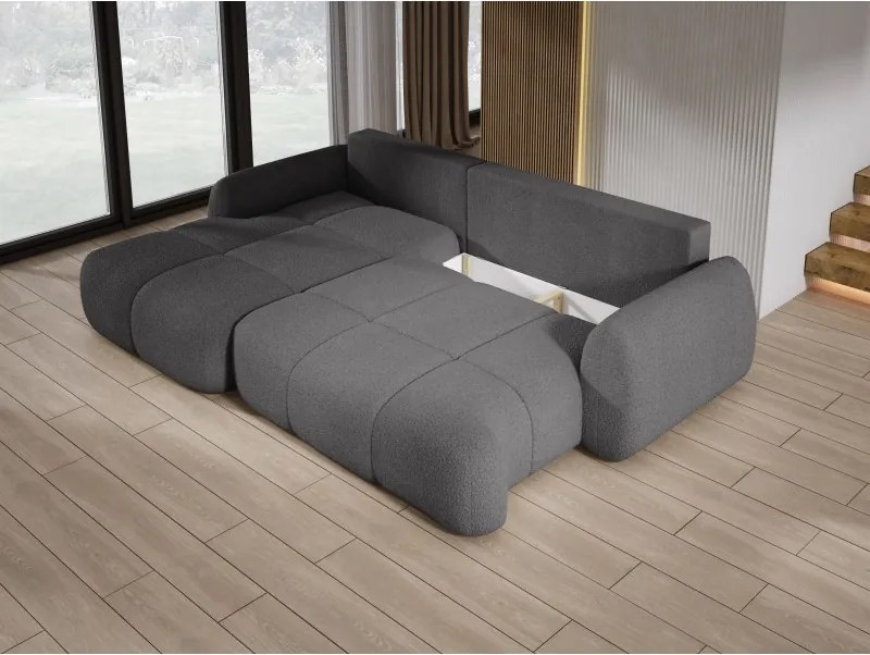 Narożnik COCO z funkcją spania, poduszkami i pojemnikiem NowOrNever 92 Szary