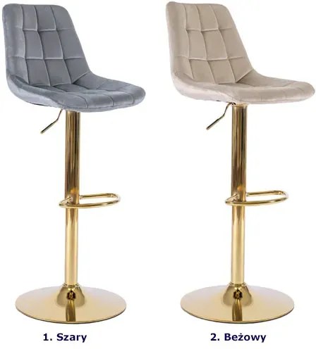 Beżowy hoker z podnóżkiem na złotej nodze - Rofa