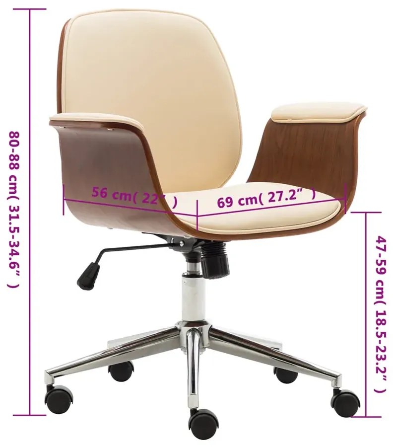 Kremowy fotel industrialny z ekoskóry na kółkach D3-B01