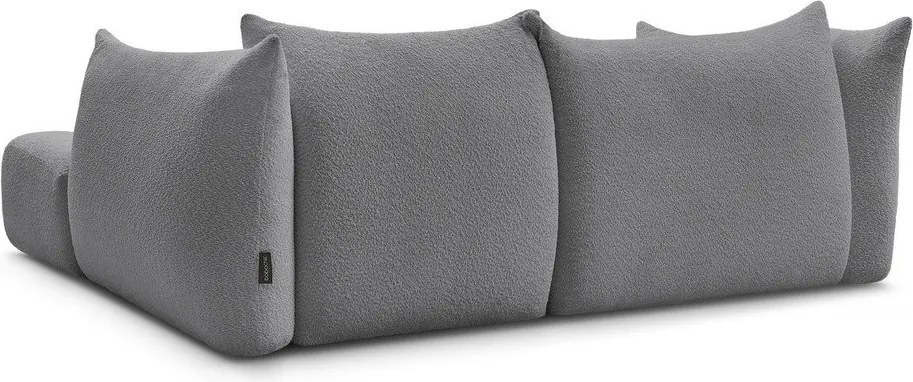 Szary narożnik z materiału bouclé (prawostronny/z szezlongiem) Azra – Bobochic Paris