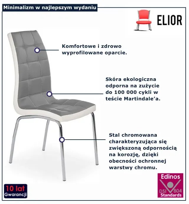 Nowoczesne szare pikowane krzesło P5-A95