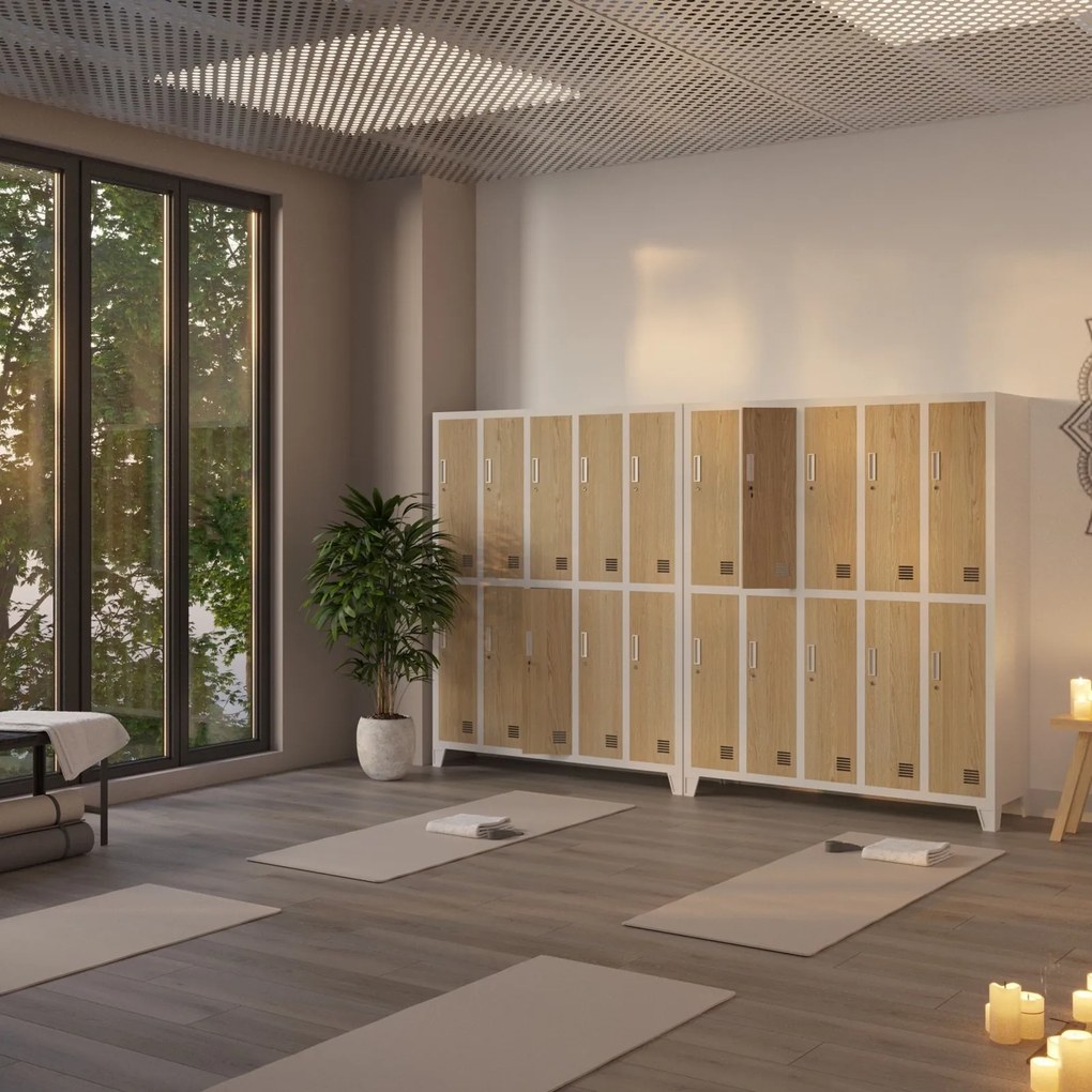 Szafa socjalna 10-drzwiowa Eco Design Bartek 136x45x172 cm biały/dąb sonoma