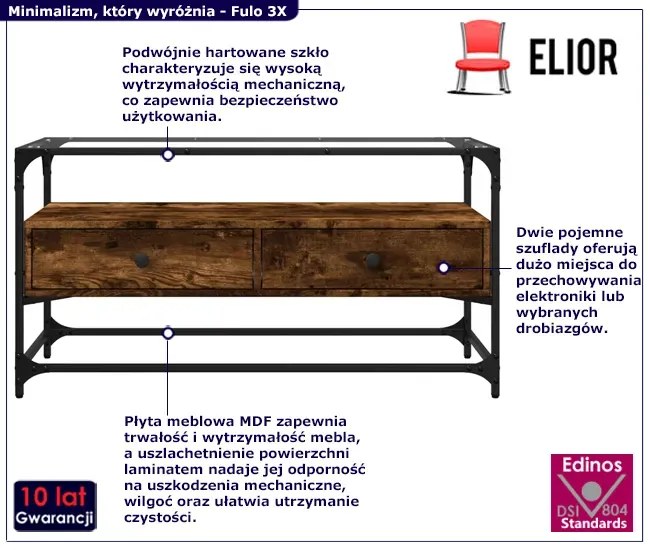 Minimalistyczna szafka pod TV przydymiony dąb - Gamer 3X