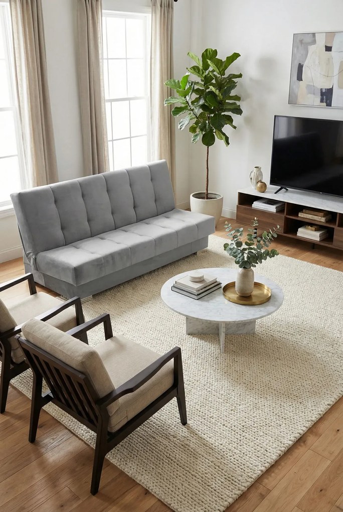 Jasnoszara Dwuosobowa Wersalka Pikowana G2-Z68