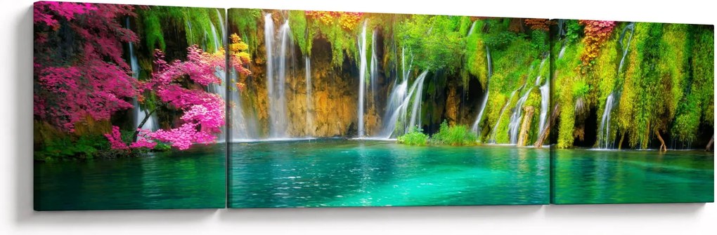 Obraz - Wodospad, Jeziora Plitwickie, Chorwacja (170x50 cm)