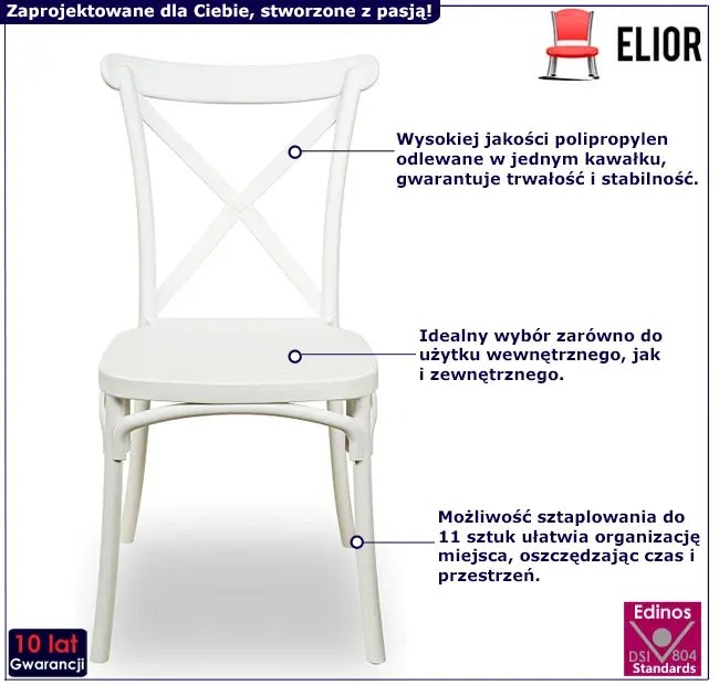 Białe krzesło stołowe w stylu chiavari W5-E77