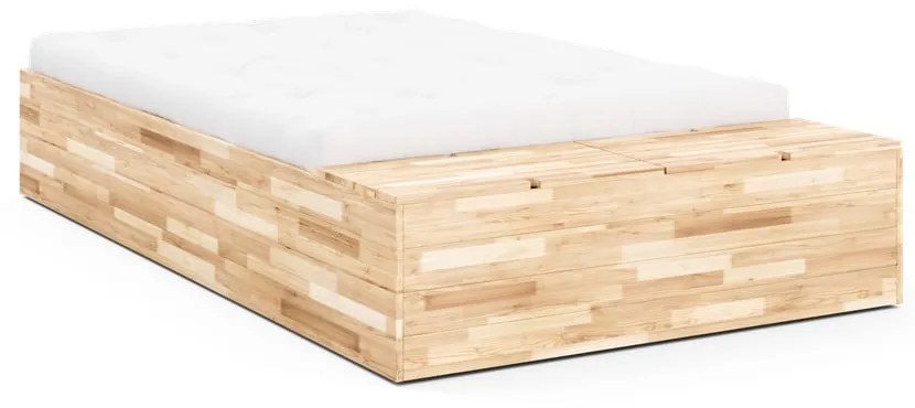 Łóżko dwuosobowe z litego drewna sosnowego ze schowkiem i stelażem 140x200 cm Basement Bed – Karup Design