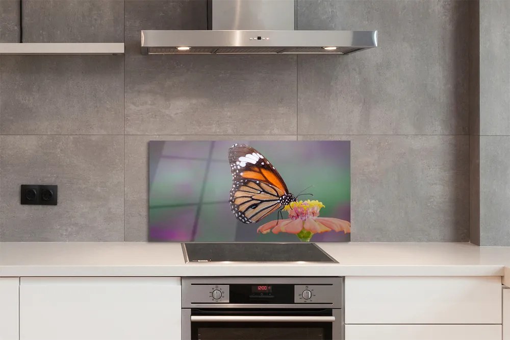 Panel Szklany Detal: Motyl i Kwiat