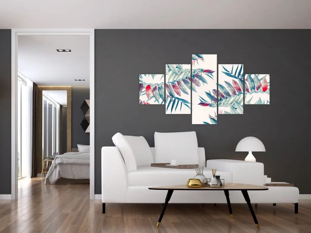 Obraz - Tropikalne liście (125x70 cm)