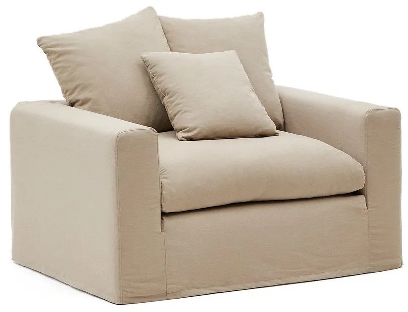 Beżowy lniany fotel Nora – Kave Home