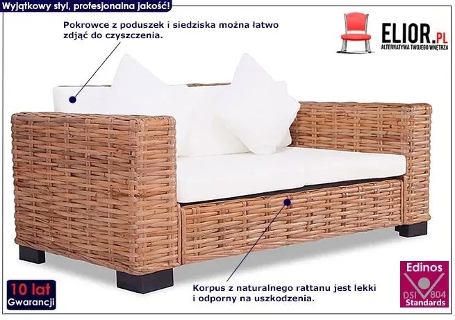 Rattanowa sofa dwuosobowa - Sigvart 2Q