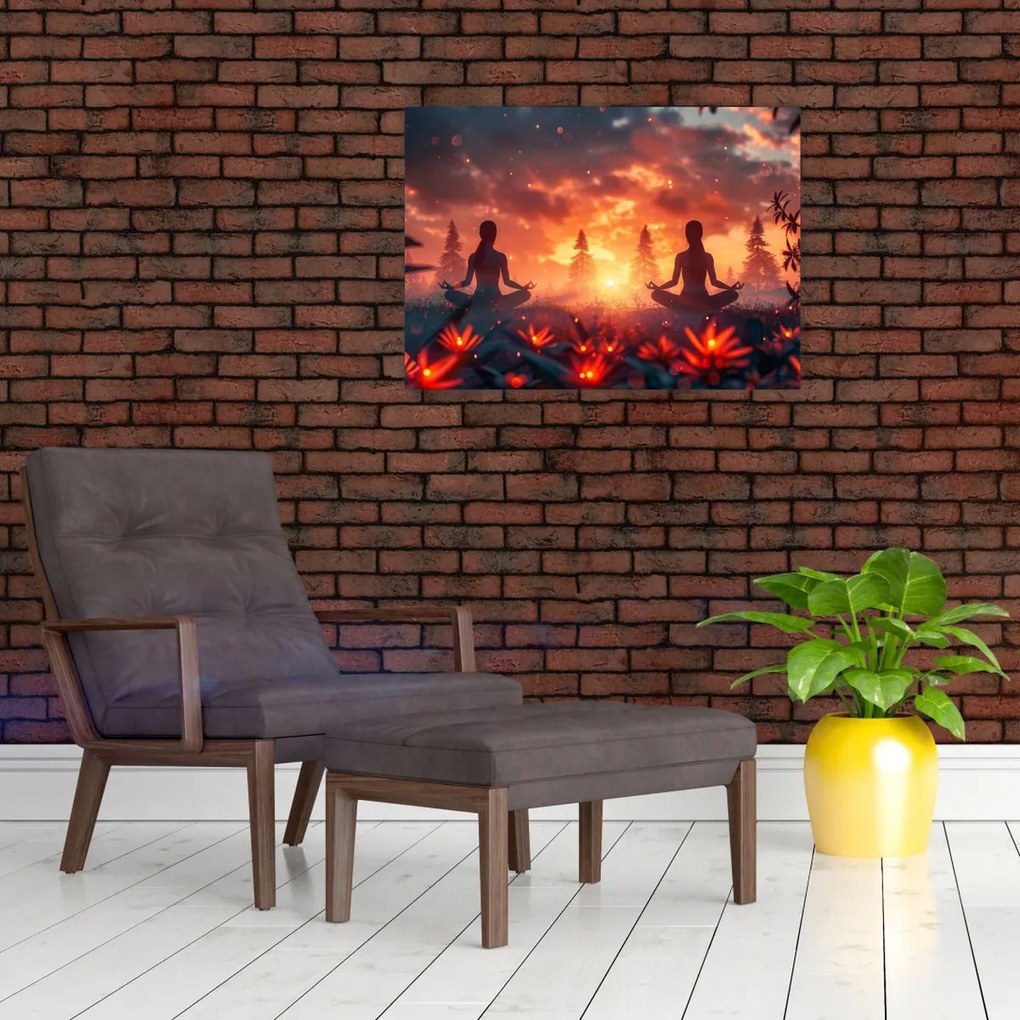 Obraz na szkle - Joga w przyrodzie (70x50 cm)