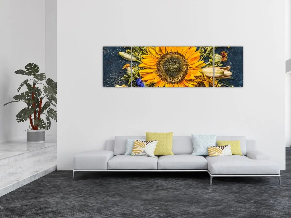 Obraz - Jesienne kwiaty (170x50 cm)