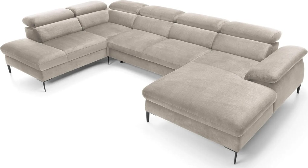 Beżowy nowoczesny narożnik U z funkcją spania Z6-C34