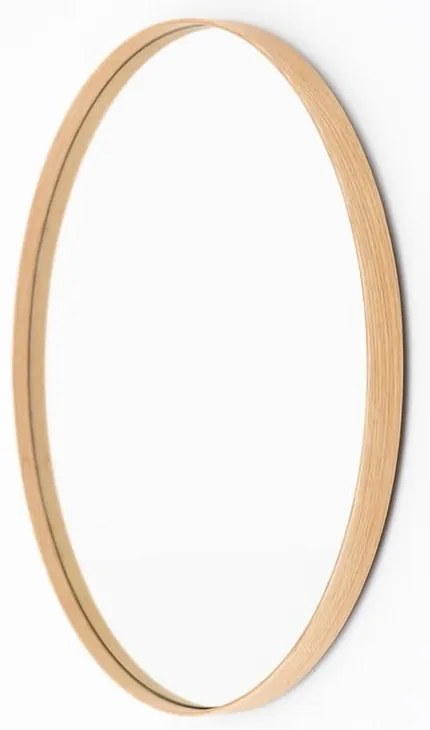 Lustro ścienne z ramą z drewna dębowego Wireworks Glance, ⌀ 66 cm
