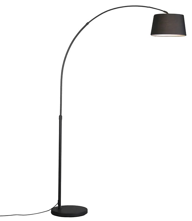 Luk Nowoczesna lampa łukowa czarna z czarnym abażurem z tkaniny - Arc Basic Nowoczesny Oswietlenie wewnetrzne