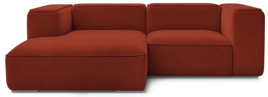 Ceglasty narożnik z materiału bouclé (lewostronny) Zephyr – Bobochic Paris