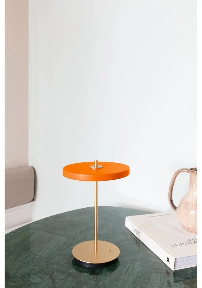 Pomarańczowa lampa stołowa LED ze ściemniaczem i metalowym kloszem (wysokość 31 cm) Asteria Move – UMAGE