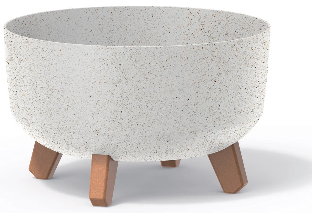 Donica ogrodowa okrągła Gracia Low ECO Wood 28,5 cm biała PROSPERPLAST