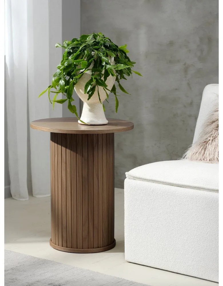 Okrągły stolik w dekorze dębu ø 50 cm Nola – Unique Furniture