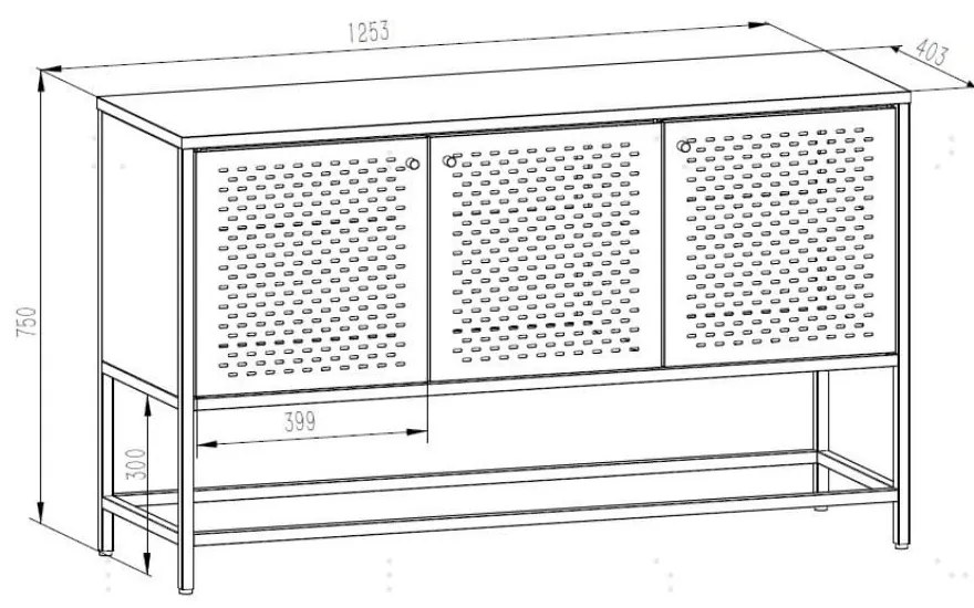 Czarna metalowa niska komoda 125x75 cm Newcastle – Actona