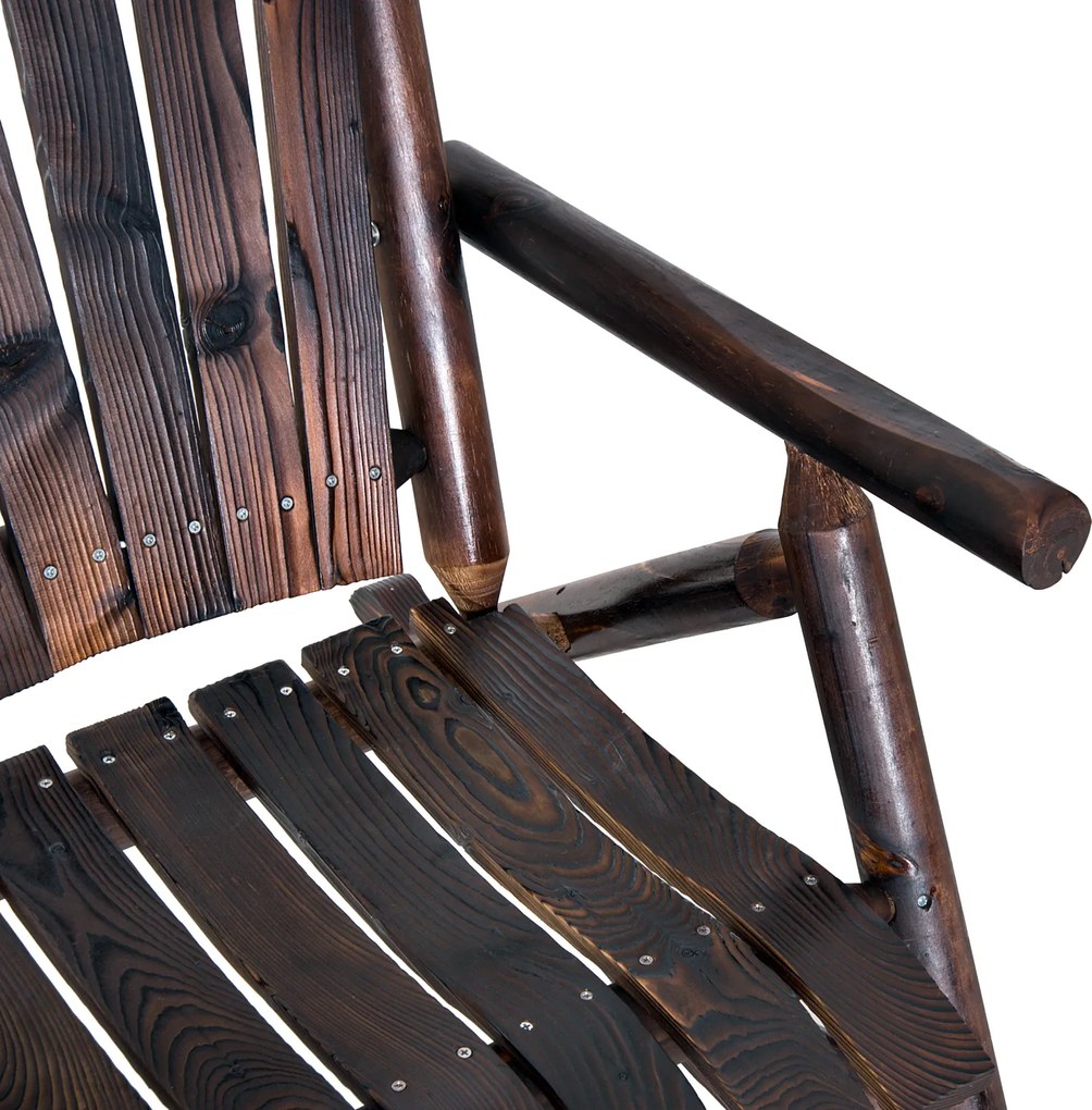 Outsunny Fotel Bujany Ogrodowy z Podłokietnikami Lite Drewno Ciemnobrązowy Wygodny i Stylowy 97x69x93cm | Aosom PL