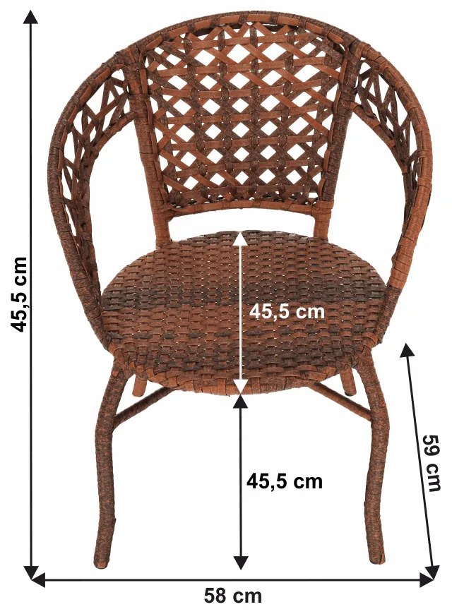 Zestaw ogrodowy rattanowy 1+2, JARUB, brązowy