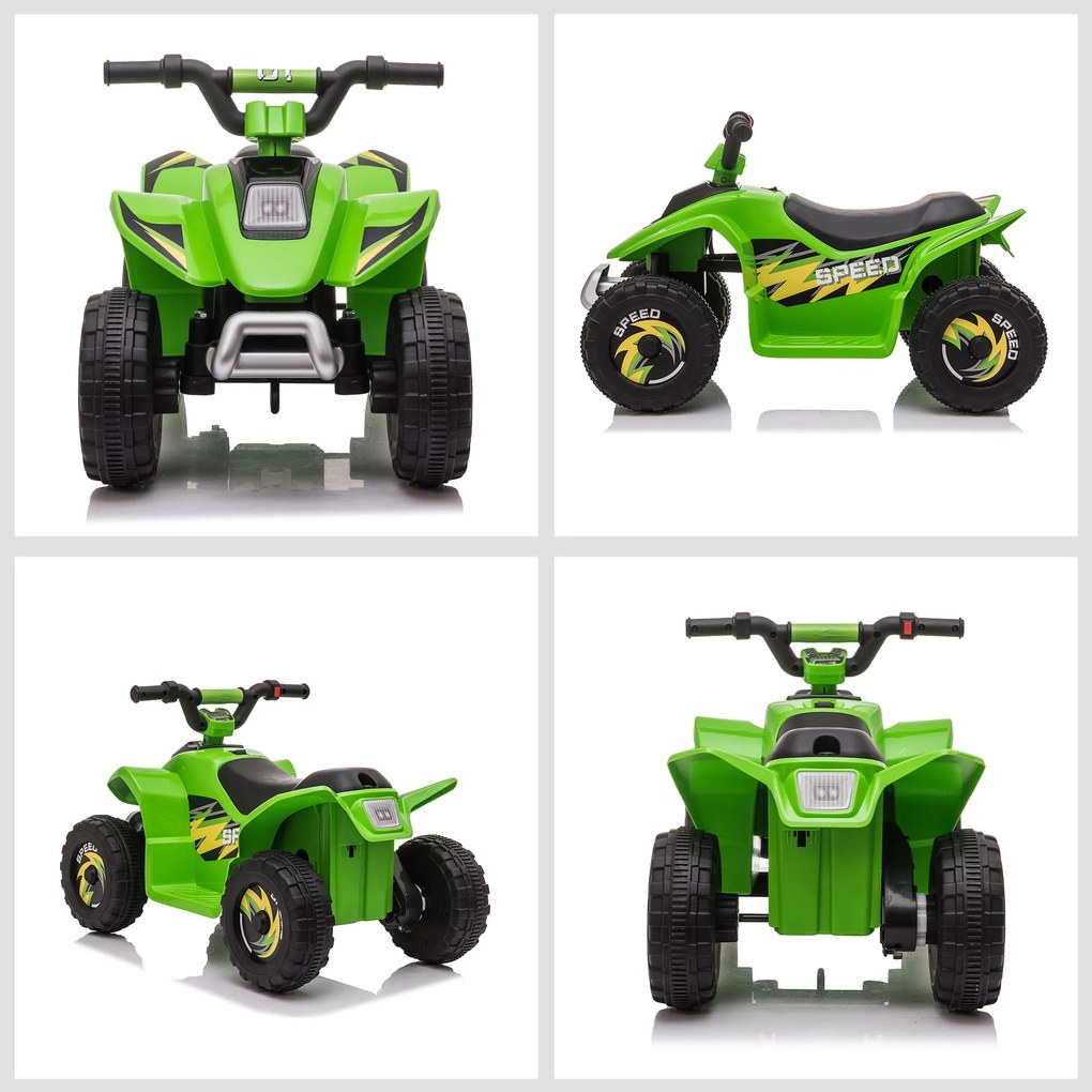 HOMCOM Quad elektryczny 6V dla dzieci z funkcją przód/tył dla dzieci 1,5-3 lat do 20 kg zielony | Aosom PL
