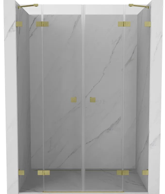 Mexen Lunar Duo drzwi prysznicowe uchylne 150 cm, transparent, złote szczotkowane - 834D-150-000-55-00